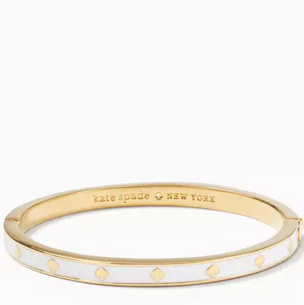 $69 kate spade Spot The Spade Enamel Hinged Bangle - White NWT